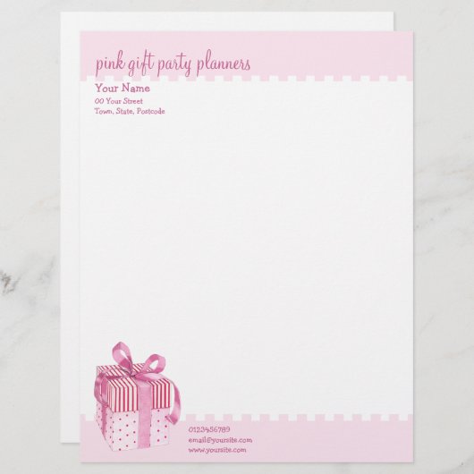 Roze Gift strepen Letterhead Gepersonaliseerd Briefhoofd (Voorkant / Achterkant)