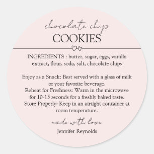 Roze Gift Tag voor Mix Jar met Chocolade Chip Cook Ronde Sticker