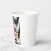 Roze Gift Verjaardag Zwart & Wit Stripes Papieren Bekers (Links)