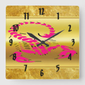 Roze giftige schorpioen zeer venomeus insect vierkante klok (Voorkant)