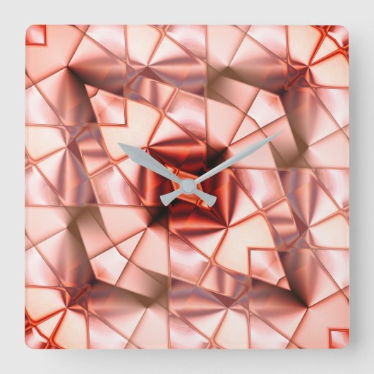 Roze gigantische 'parelbloemen', virtuele tekening vierkante klok (Voorkant)