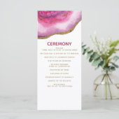 Roze Gilt Agaat Trouwprogramma's Programmakaart (Staand voorkant)