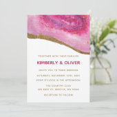 Roze Gilt Agate Wedding Invitations Kaart (Staand voorkant)