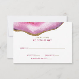 Roze Gilt Agate Wedding Invitations rsvp Kaartje