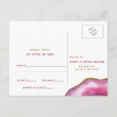 Roze Gilt Agate Wedding Invitting Rsvp Briefkaart (Achterkant)