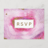 Roze Gilt Agate Wedding Invitting Rsvp Briefkaart (Voorkant)