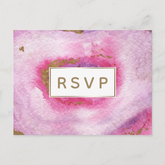Roze Gilt Agate Wedding Invitting Rsvp Briefkaart (Voorkant)