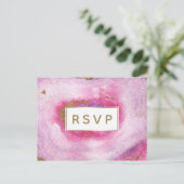 Roze Gilt Agate Wedding Invitting Rsvp Briefkaart (Staand voorkant)