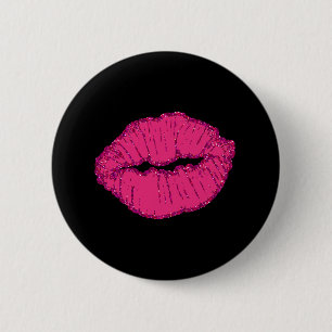 roze giltterlippen ronde button 5,7 cm