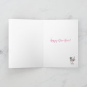 Roze gin Happy Nieuwjaar Kaart (Binnen)