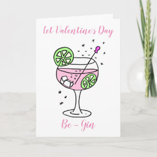 Roze Gin Happy Valentine-dagkaart Kaart