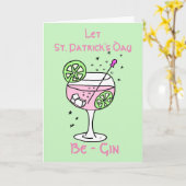 Roze gin St. Patrick's Dag kaart (Gele Bloem)