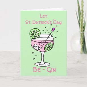 Roze Gin St Patrick's Day Card Kaart