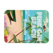 roze gin strand Grenada reisposter Magneet (Horizontaal)