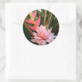 Roze Ginger Heliconia Bruiloft Envelope Seals Ronde Sticker (Tas)