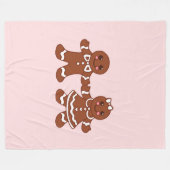 Roze Gingerbread Boy & Girl Dekbed Fleece Deken (Voorkant (Horizontaal))