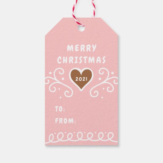 Roze Gingerbread Cookie Gift Labels Cadeaulabel (Achterkant)
