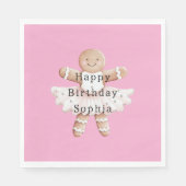 Roze Gingerbread Girl Ballerina Ballet Verjaardag Servet (Voorkant)