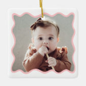 Roze Gingerbread House 1st Christmas Foto Keramisc Keramisch Ornament (Voorkant)