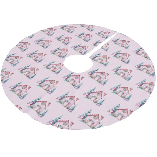 Roze Gingerbread House Decor Kerstboom Rok (Gekanteld)