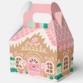 Roze Gingerbread House GROTE Favor Box Bedankdoosjes (Achterkant)