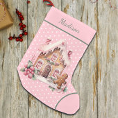 Roze Gingerbread House Polka Dot Custom Kleine Kerstsok