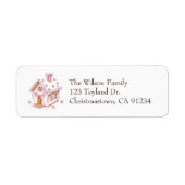 Roze Gingerbread House Retour Adreslabels Etiket (Voorkant)