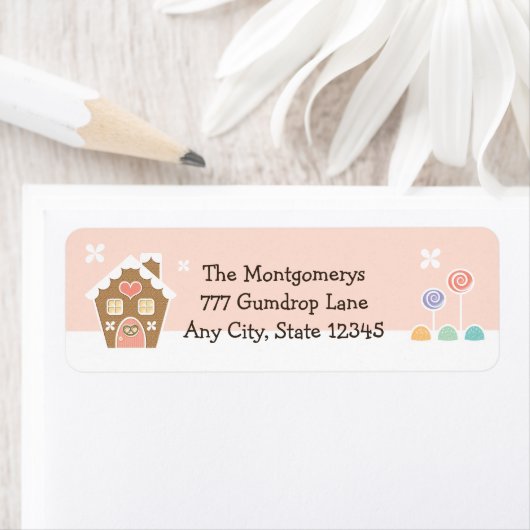 ROZE GINGERBREAD HUIS RETOURADRES LABELS (Insitu)