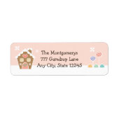 ROZE GINGERBREAD HUIS RETOURADRES LABELS (Voorkant)