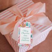 Roze Gingerbread Huizen Gepersonaliseerde Kerstmis Cadeaulabel