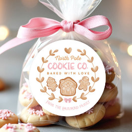 Roze Gingerbread Kerstkoekjes uitwisseling Ronde Sticker
