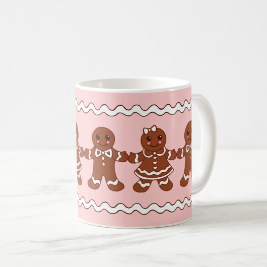 Roze Gingerbread Kerstkoffie Mok (Voorkant rechts)
