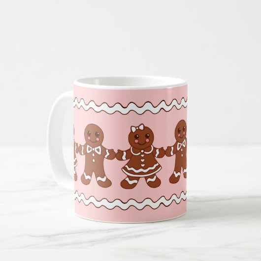 Roze Gingerbread Kerstkoffie Mok (Voorkant links)