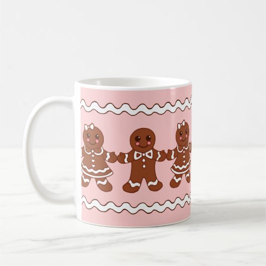 Roze Gingerbread Kerstkoffie Mok (Links)