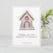 Roze Gingerbread Kerstmis Kaart (Staand voorkant)