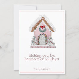 Roze Gingerbread Kerstmis Kaart