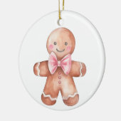 Roze Gingerbread Man Kerstmis Keramisch Ornament (Links)