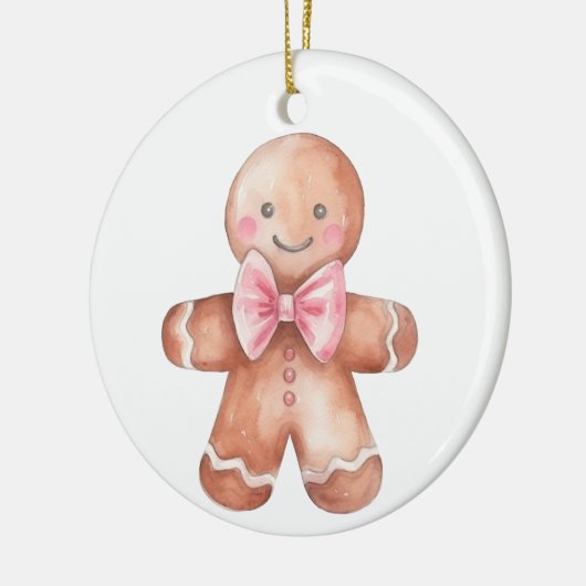 Roze Gingerbread Man Kerstmis Keramisch Ornament (Links)