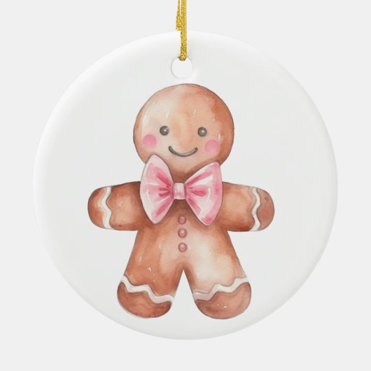 Roze Gingerbread Man Kerstmis Keramisch Ornament (Achterkant)