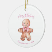 Roze Gingerbread Man Kerstmis Keramisch Ornament (Links)