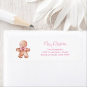 Roze Gingerbread Man Retouradres Label (Insitu)