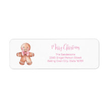 Roze Gingerbread Man Retouradres Label
