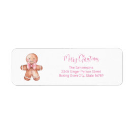 Roze Gingerbread Man Retouradres Label