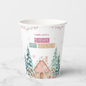 Roze GingerBread Winter Onederland 1e verjaardag Papieren Bekers (Voorkant)