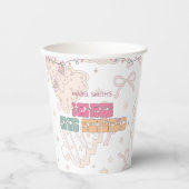 Roze GingerBread Winter Onederland 1e verjaardag Papieren Bekers (Voorkant)