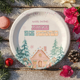Roze GingerBread Winter Onederland 1e verjaardag Papieren Bordje