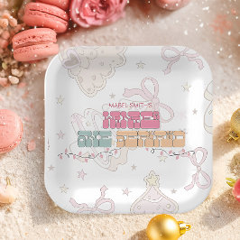 Roze GingerBread Winter Onederland 1e verjaardag Papieren Bordje