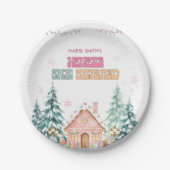 Roze GingerBread Winter Onederland 1e verjaardag Papieren Bordje (Voorkant)