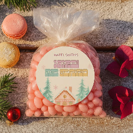 Roze GingerBread Winter Onederland 1e verjaardag Ronde Sticker