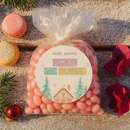 Roze GingerBread Winter Onederland 1e verjaardag Ronde Sticker